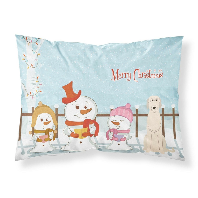 Merry Christmas Carolers Irish Wolfhound Fabric Standard Pillowcase  Artistic Decorative Front, White Back BB2396PILLOWCASE