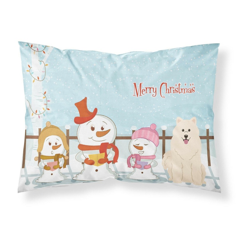Merry Christmas Carolers Samoyed Fabric Standard Pillowcase  Artistic Decorative Front, White Back BB2361PILLOWCASE