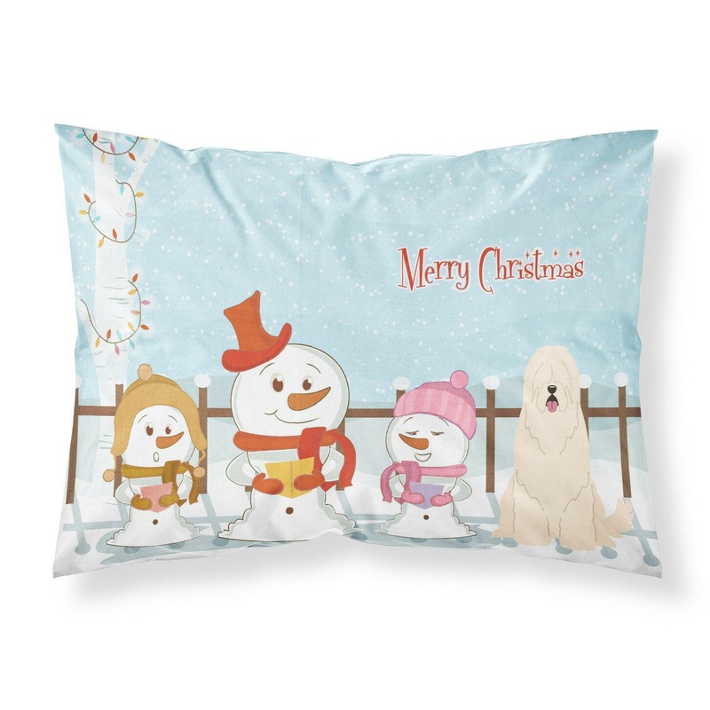 Merry Christmas Carolers South Russian Sheepdog Fabric Standard Pillowcase  Artistic Decorative Front, White Back BB2355PILLOWCASE
