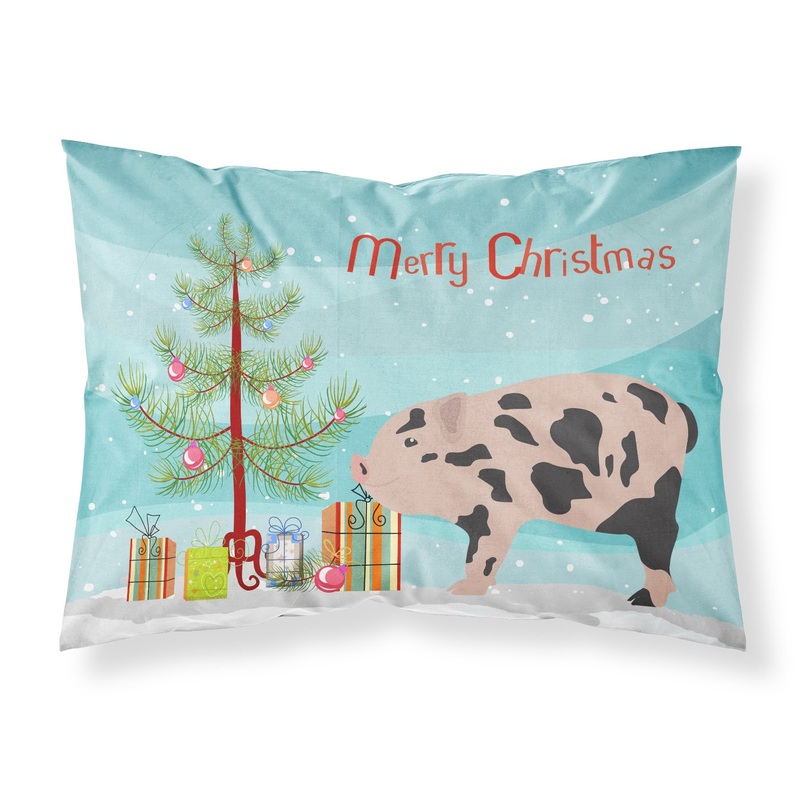 Mini Miniature Pig Christmas Fabric Standard Pillowcase  Artistic Decorative Front, White Back BB9302PILLOWCASE