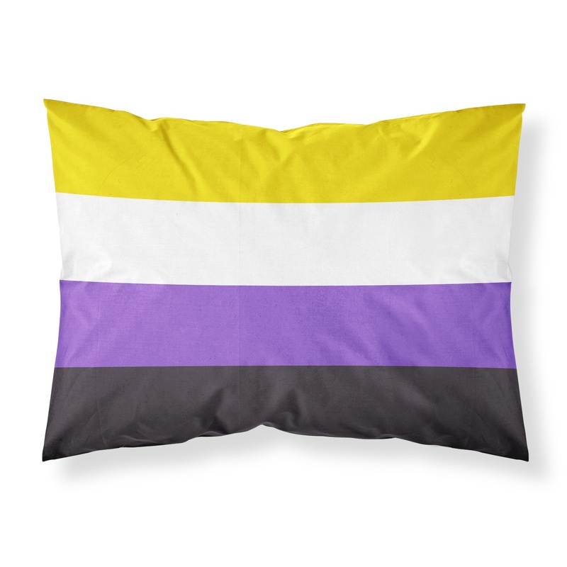 Nonbinary Pride Fabric Standard Pillowcase  Artistic Decorative Front, White Back