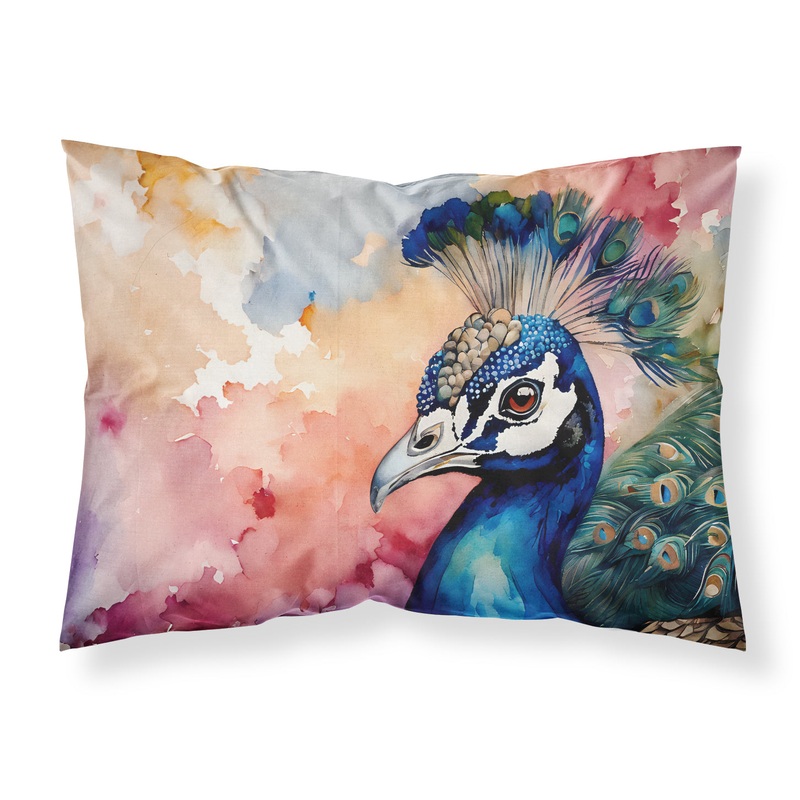 Peacock Standard Pillowcase  Artistic Decorative Front, White Back