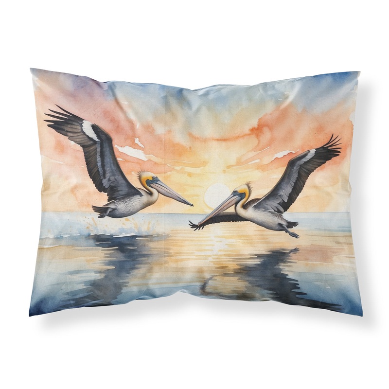 Pelicans Flying Standard Pillowcase  Artistic Decorative Front, White Back