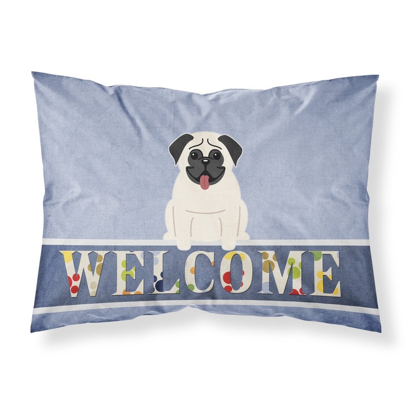 Pug Cream Welcome Fabric Standard Pillowcase  Artistic Decorative Front, White Back BB5585PILLOWCASE