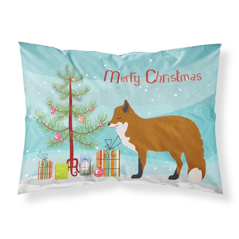 Red Fox Christmas Fabric Standard Pillowcase  Artistic Decorative Front, White Back BB9243PILLOWCASE
