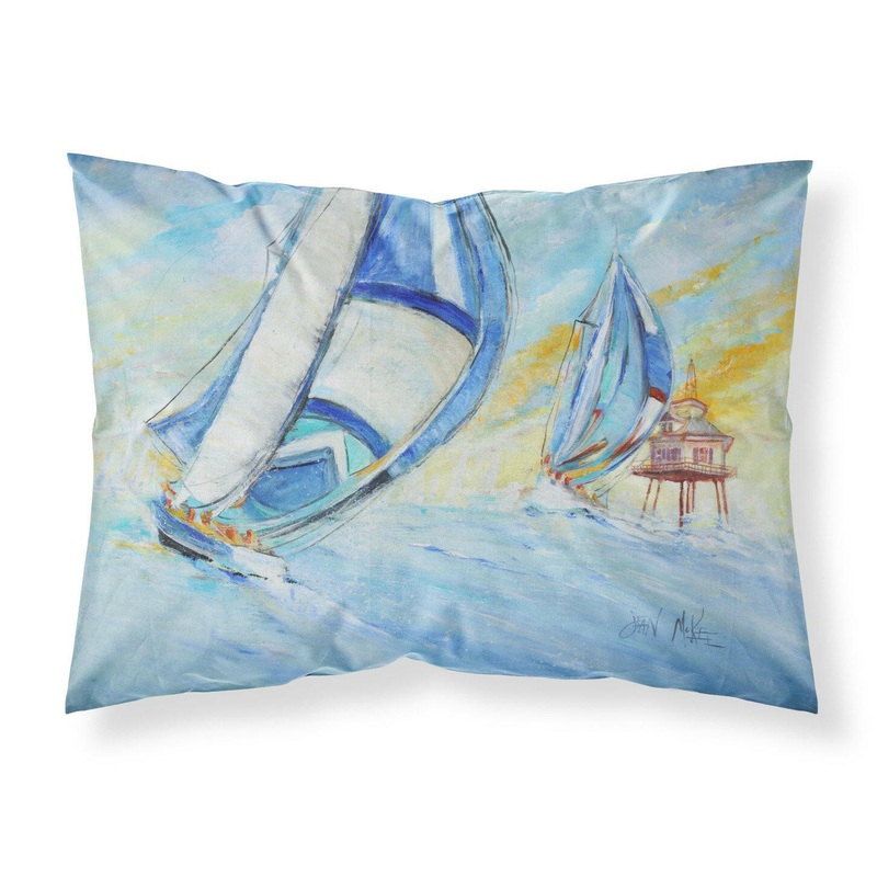 Sailboats and Middle Bay Lighthouse Fabric Standard Pillowcase  Artistic Decorative Front, White Back JMK1005PILLOWCASE