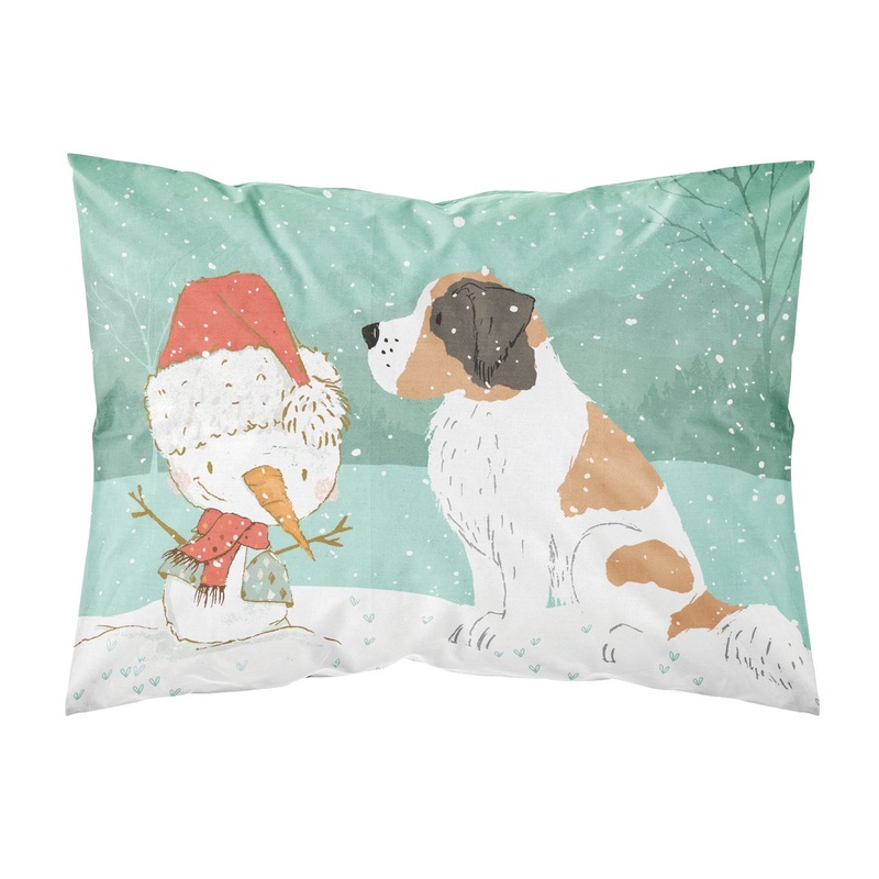 Saint Bernard Snowman Christmas  Standard Pillowcase  Artistic Decorative Front, White Back CK2050PILLOWCASE