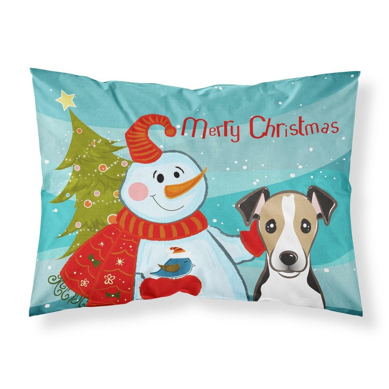 Snowman with Jack Russell Terrier Fabric Standard Pillowcase  Artistic Decorative Front, White Back BB1881PILLOWCASE