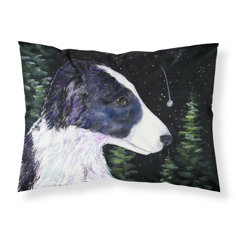 Starry Night Border Collie Standard Pillowcases  Artistic Decorative Front, Crisp White Back