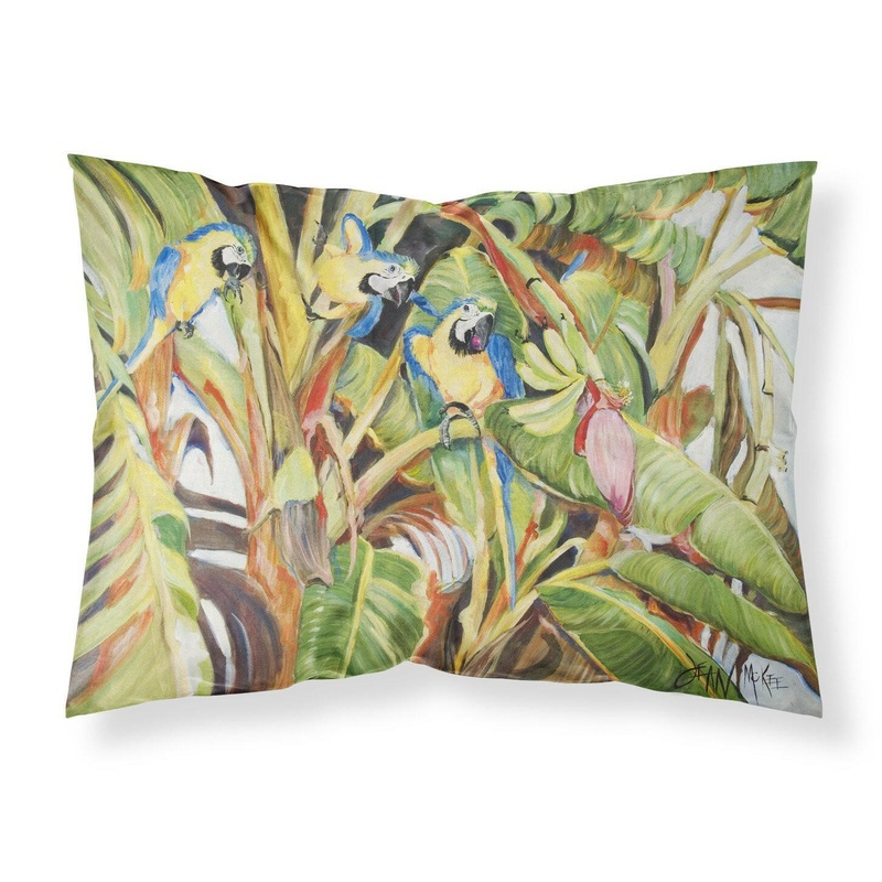 Three Blue Parrots Fabric Standard Pillowcase  Artistic Decorative Front, White Back JMK1010PILLOWCASE