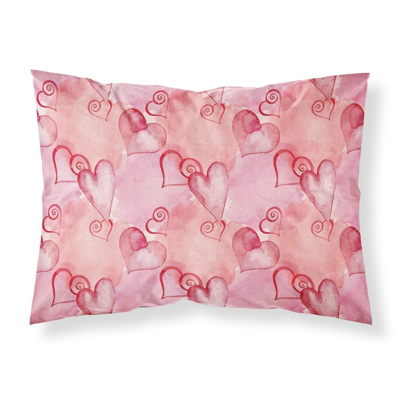 Watercolor Red Hearts Fabric Standard Pillowcase  Artistic Decorative Front, White Back BB7565PILLOWCASE