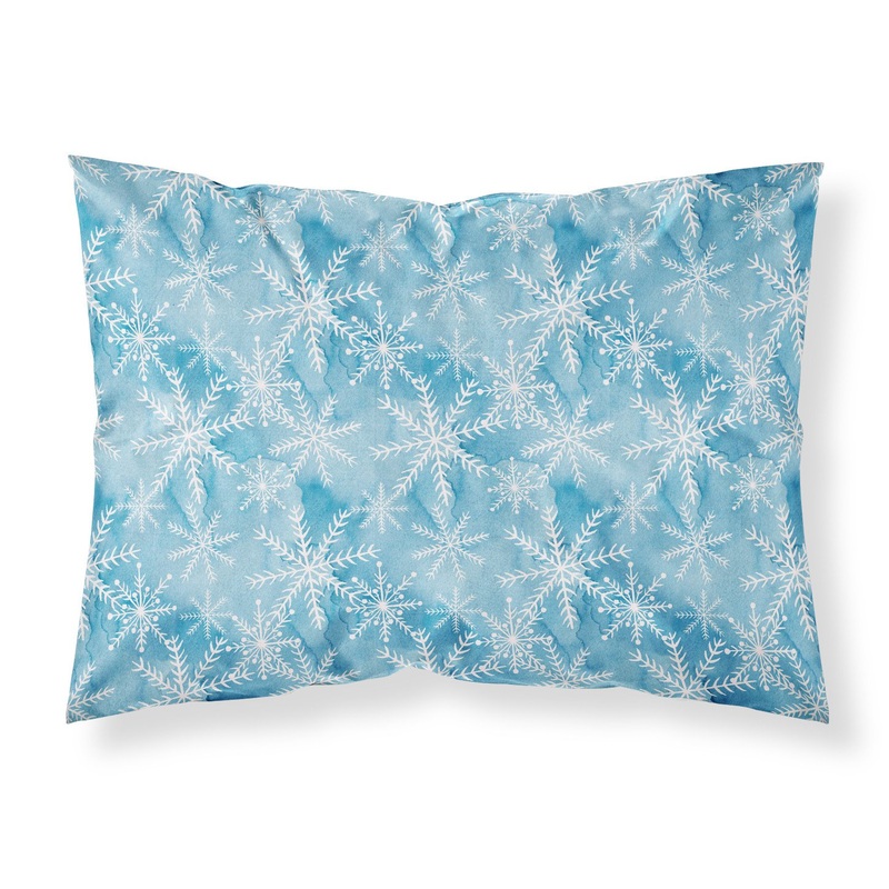 Watercolor Snowflake on Blue Fabric Standard Pillowcase  Artistic Decorative Front, White Back BB7553PILLOWCASE