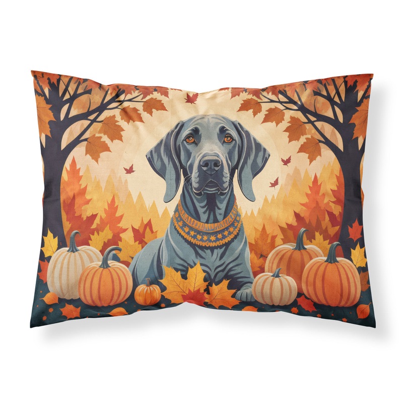 Weimaraner Fall Fabric Standard Pillowcase  Artistic Decorative Front, White Back