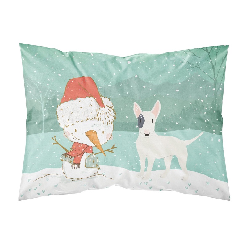 White Spot Bull Terrier Snowman Christmas  Standard Pillowcase  Artistic Decorative Front, White Back CK2059PILLOWCASE