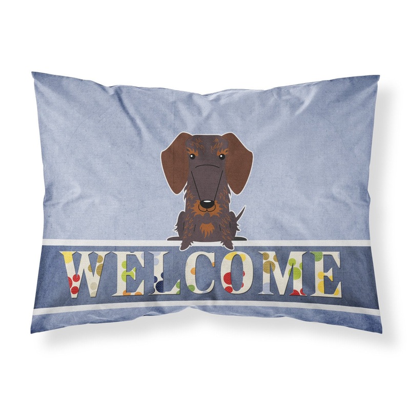 Wire Haired Dachshund Chocolate Welcome Fabric Standard Pillowcase  Artistic Decorative Front, White Back BB5710PILLOWCASE