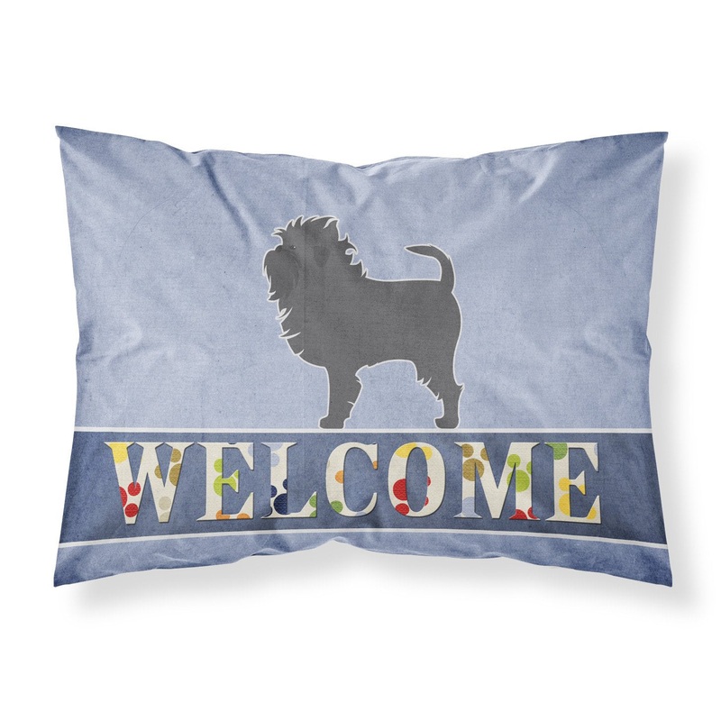 Affenpinscher Welcome Fabric Standard Pillowcase  Artistic Decorative Front, White Back BB5552PILLOWCASE
