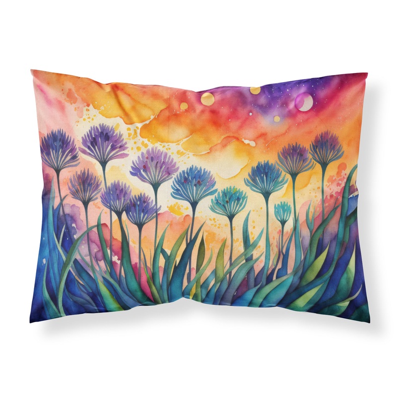 Agapanthus in Color Fabric Standard Pillowcase  Artistic Decorative Front, White Back