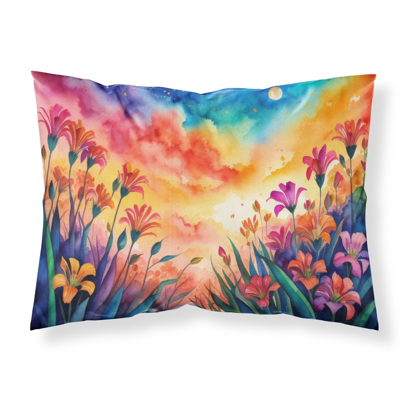 Alstroemerias in Color Fabric Standard Pillowcase  Artistic Decorative Front, White Back