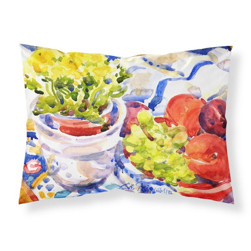 Apples Plums Grapes with Flowers Standard Pillowcases  Artistic Decorative Front, Crisp White Back