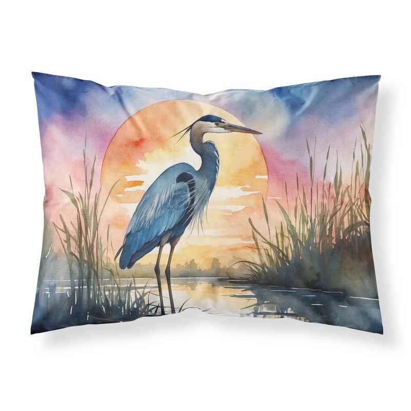 Blue Heron Setting Sun Standard Pillowcase  Artistic Decorative Front, White Back