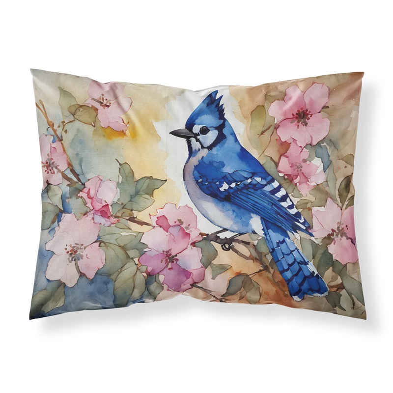 Blue Jay Standard Pillowcase  Artistic Decorative Front, White Back