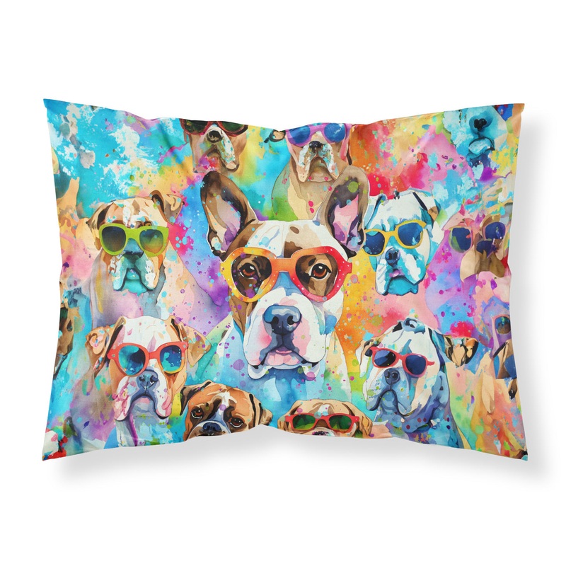 Boxer Hippie Dawg Standard Pillowcase  Artistic Decorative Front, White Back