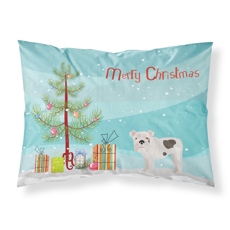 Bulldog, English Bulldog Christmas Tree  Standard Pillowcase  Artistic Decorative Front, White Back CK3453PILLOWCASE