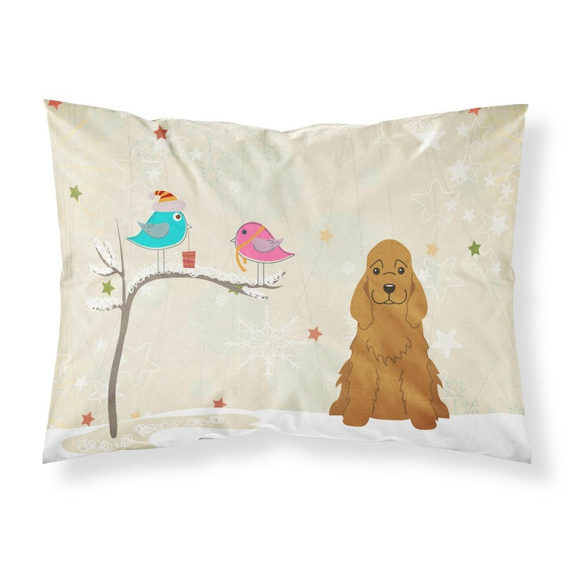 Christmas Presents between Friends Cocker Spaniel Red Fabric Standard Pillowcase  Artistic Decorative Front, White Back BB2567PILLOWCASE