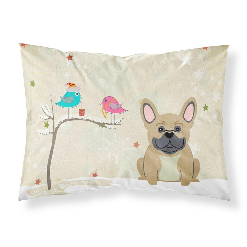 Christmas Presents between Friends French Bulldog Cream Fabric Standard Pillowcase  Artistic Decorative Front, White Back BB2482PILLOWCASE