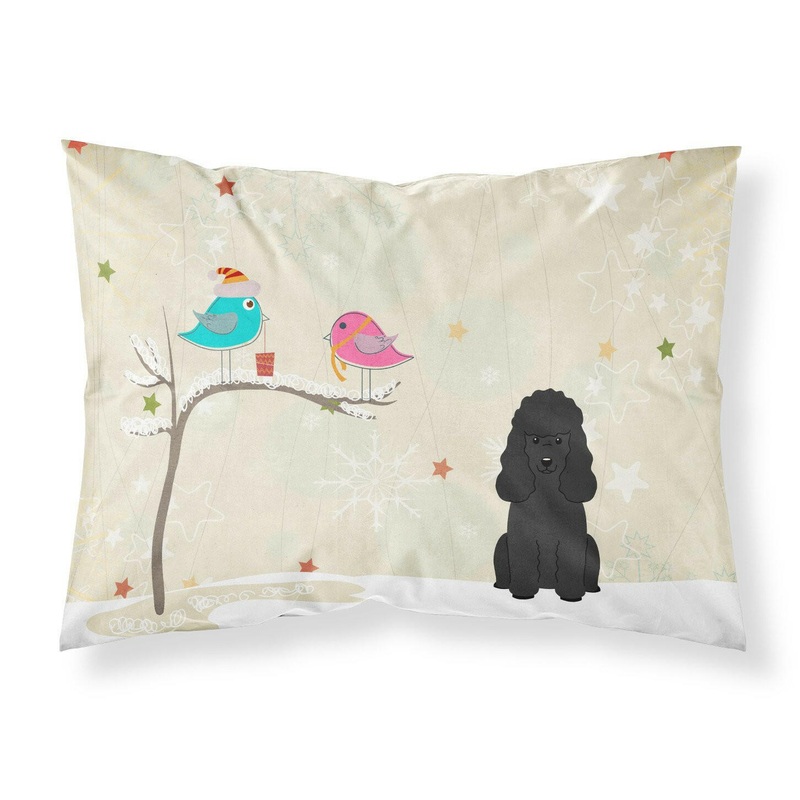 Christmas Presents between Friends Poodle Black Fabric Standard Pillowcase  Artistic Decorative Front, White Back BB2543PILLOWCASE