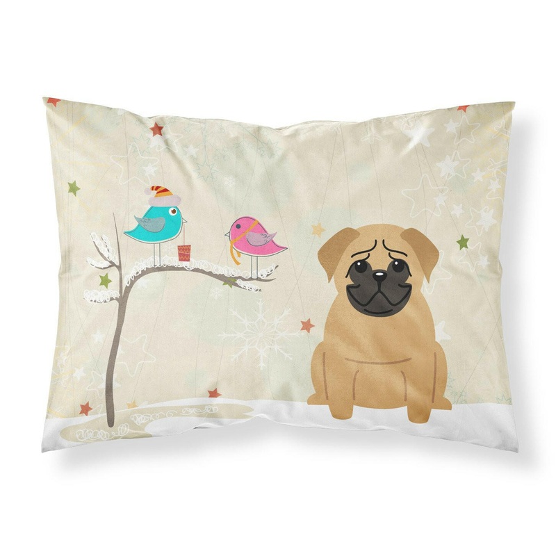 Christmas Presents between Friends Pug Brown Fabric Standard Pillowcase  Artistic Decorative Front, White Back BB2479PILLOWCASE