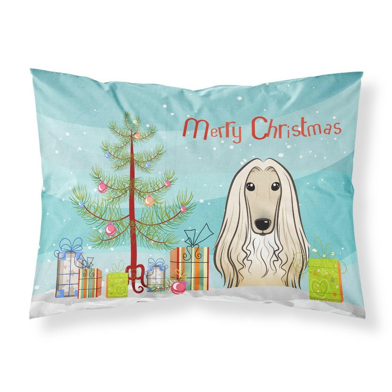 Christmas Tree and Afghan Hound Fabric Standard Pillowcase  Artistic Decorative Front, White Back BB1616PILLOWCASE
