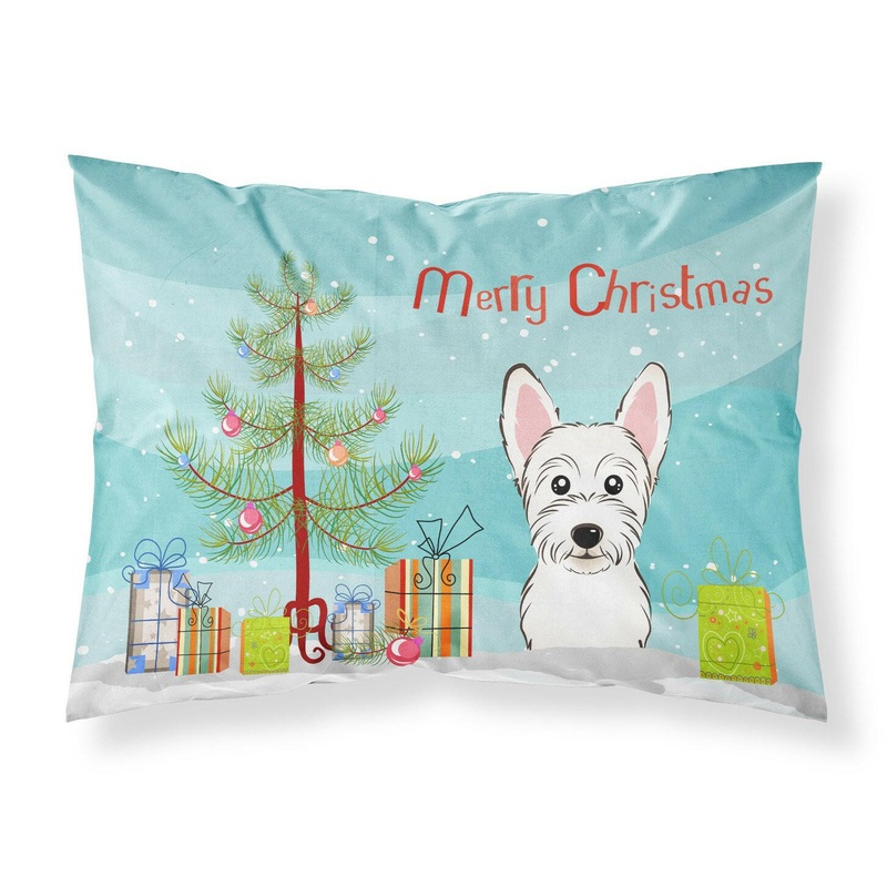 Christmas Tree and Westie Fabric Standard Pillowcase  Artistic Decorative Front, White Back BB1598PILLOWCASE