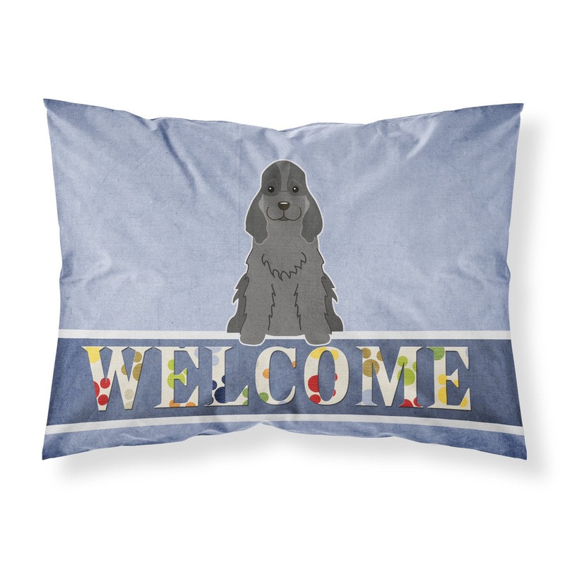 Cocker Spaniel Black Welcome Fabric Standard Pillowcase  Artistic Decorative Front, White Back BB5673PILLOWCASE