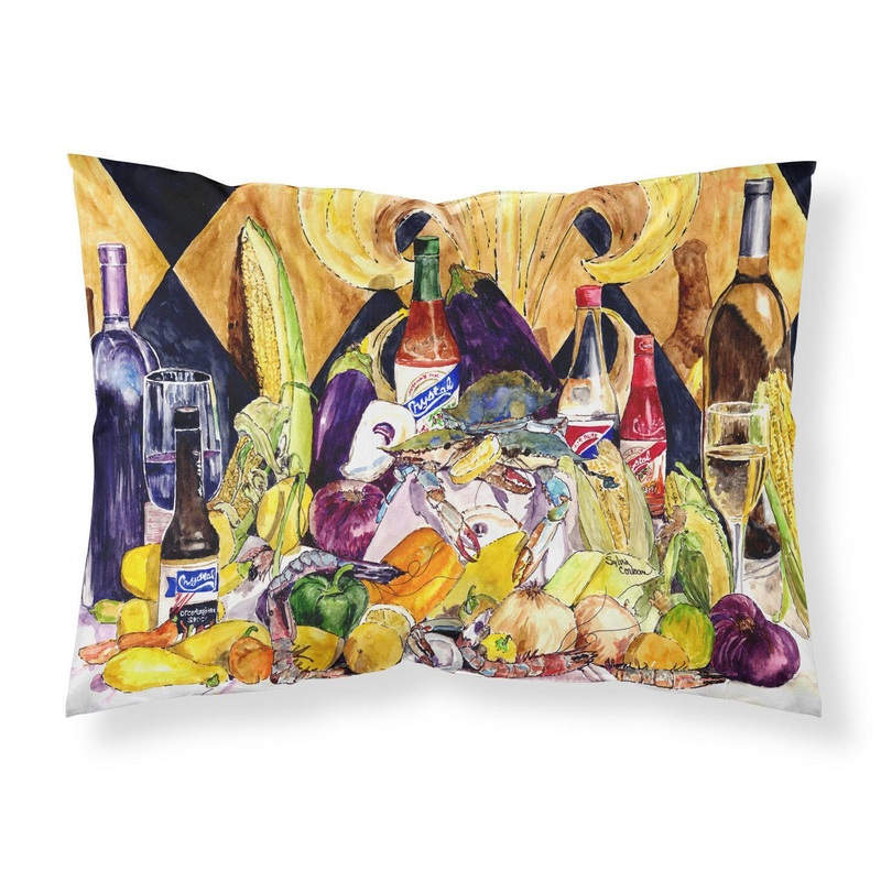 Crystal Hot Sauce with Fleur De lis and Wine Fabric Standard Pillowcase  Artistic Decorative Front, White Back 8638PILLOWCASE