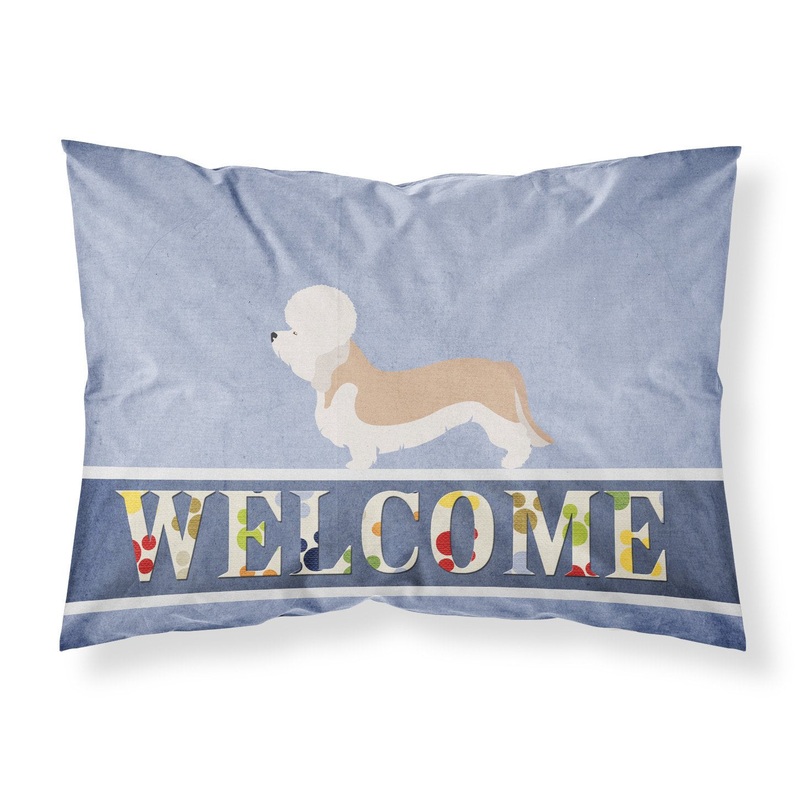 Dandie Dinmont Terrier Welcome Fabric Standard Pillowcase  Artistic Decorative Front, White Back BB8312PILLOWCASE
