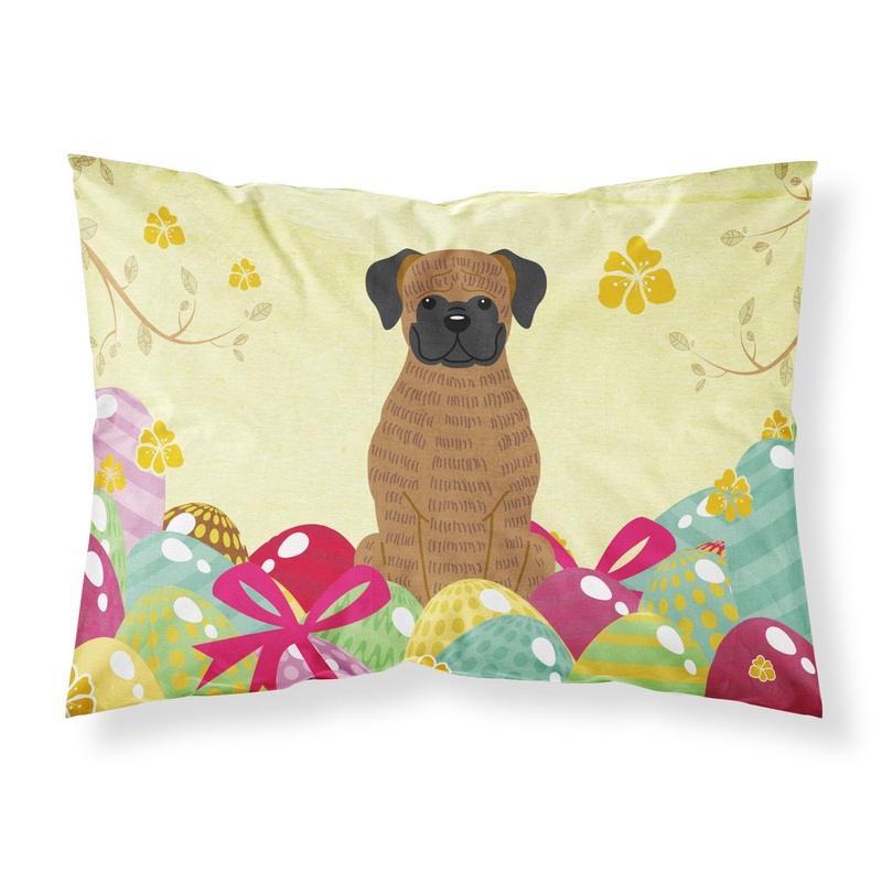 Easter Eggs Brindle Boxer Fabric Standard Pillowcase  Artistic Decorative Front, White Back BB6117PILLOWCASE