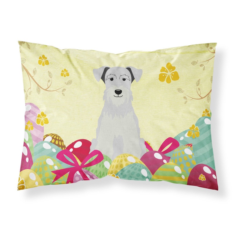 Easter Eggs Miniature Schanuzer White Fabric Standard Pillowcase  Artistic Decorative Front, White Back BB6053PILLOWCASE