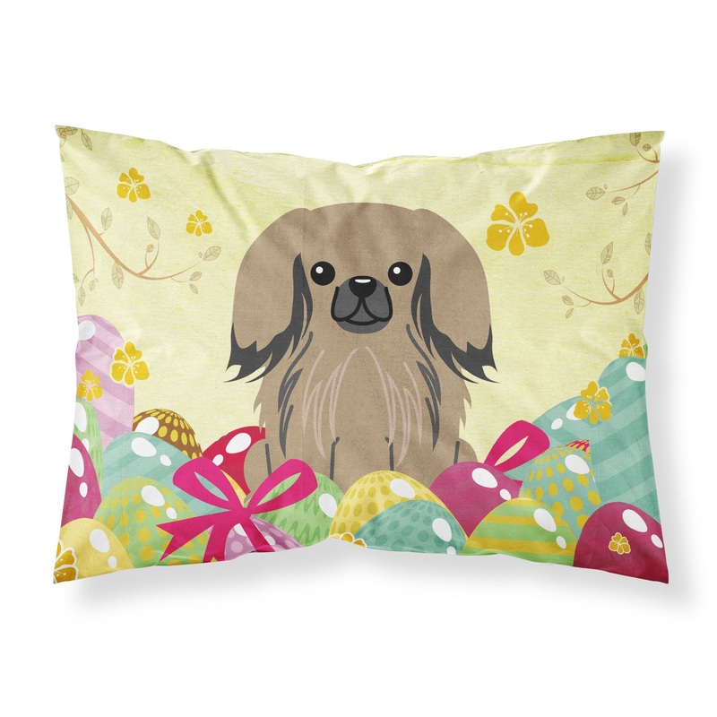 Easter Eggs Pekingnese Tan Fabric Standard Pillowcase  Artistic Decorative Front, White Back BB6102PILLOWCASE
