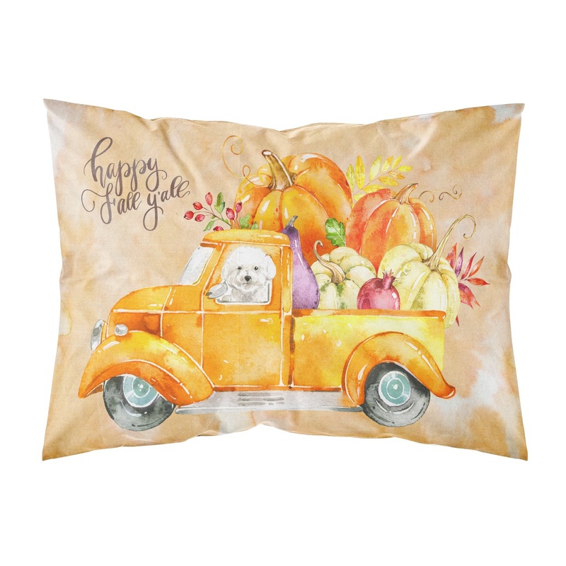 Fall Harvest Bichon Fris  Standard Pillowcase  Artistic Decorative Front, White Back CK2608PILLOWCASE