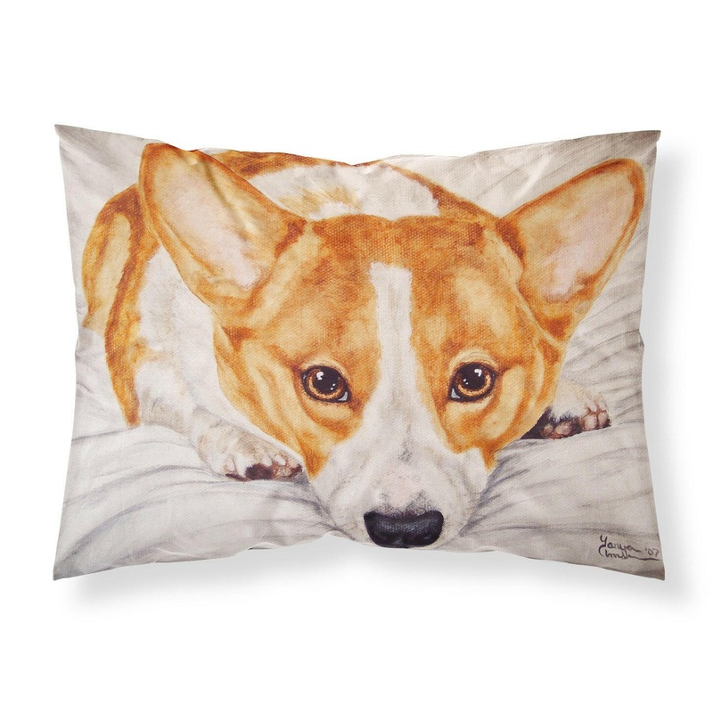 Fiona Corgi Fabric Standard Pillowcase  Artistic Decorative Front, White Back AMB1133PILLOWCASE