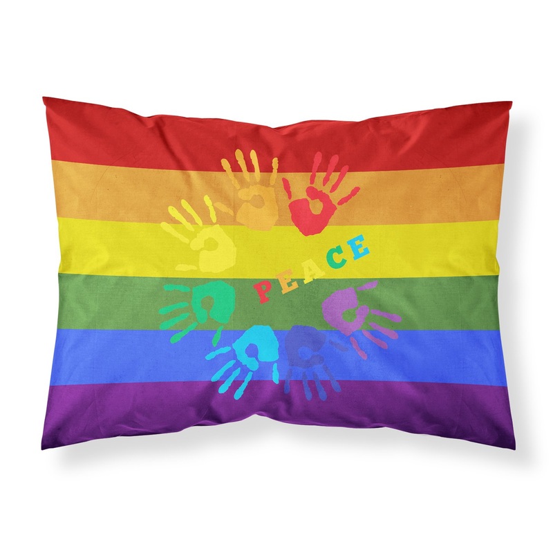 Gay Pride Peace Hands Fabric Standard Pillowcase  Artistic Decorative Front, White Back
