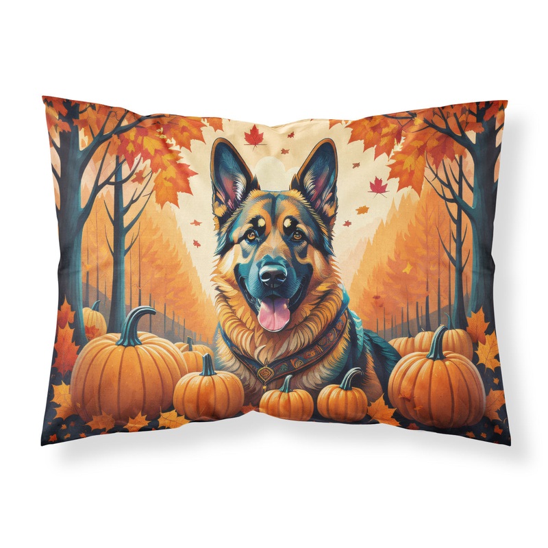 German Shepherd Fall Fabric Standard Pillowcase  Artistic Decorative Front, White Back