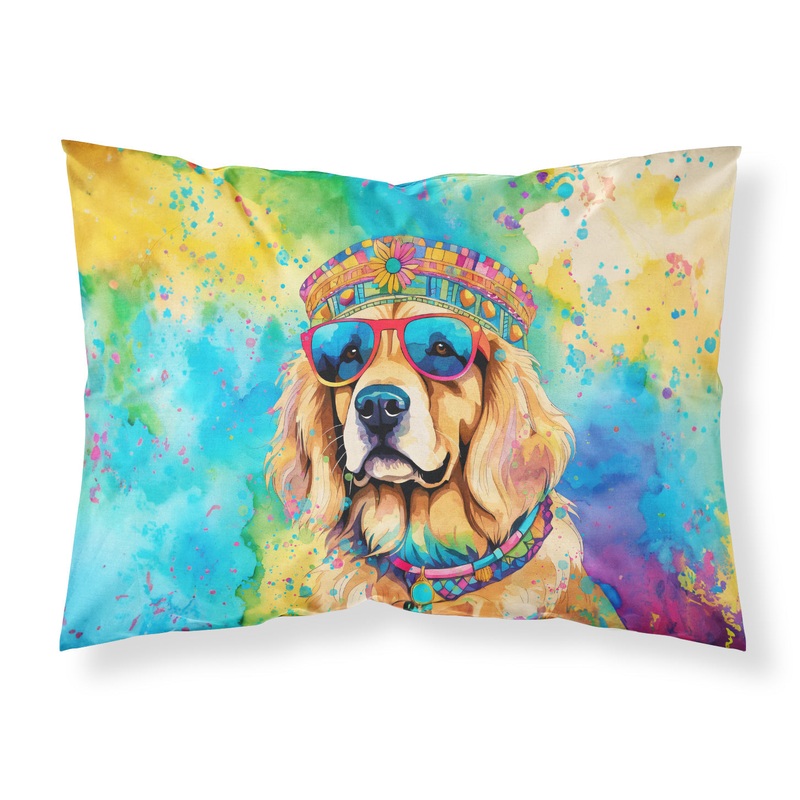 Golden Retriever Hippie Dawg Standard Pillowcase  Artistic Decorative Front, White Back