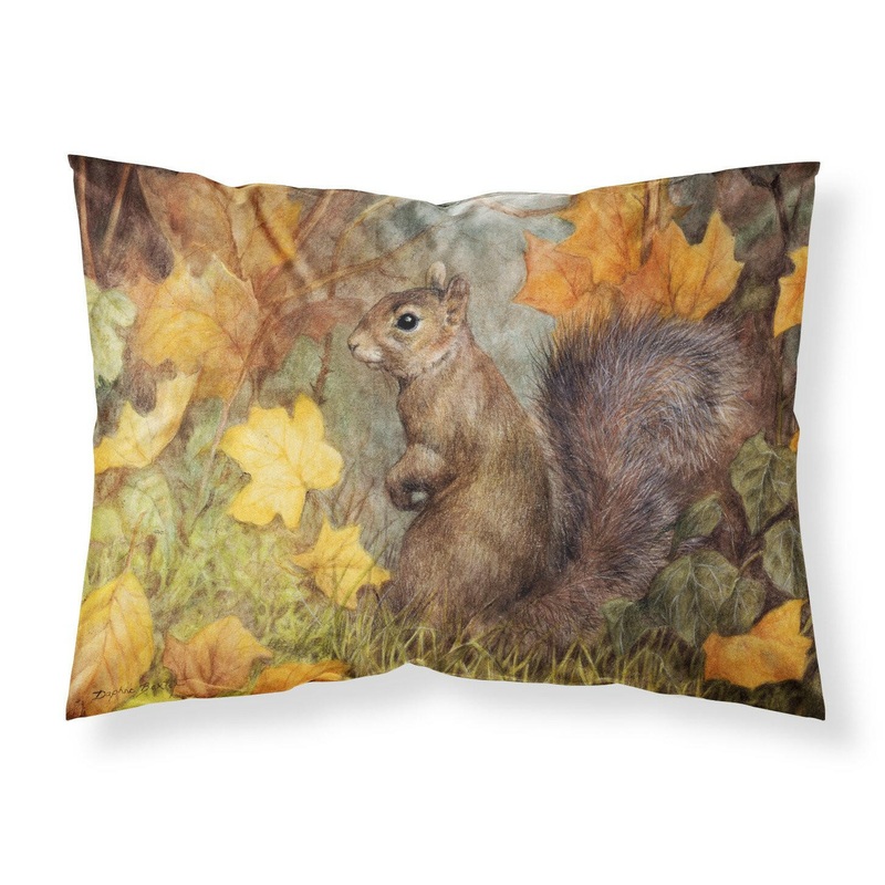 Grey Squirrel in Fall Leaves Fabric Standard Pillowcase  Artistic Decorative Front, White Back BDBA0097PILLOWCASE
