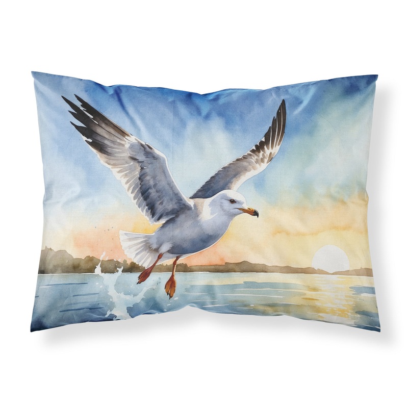 Gull Flying Low Standard Pillowcase  Artistic Decorative Front, White Back