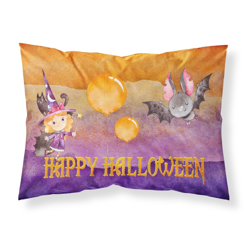 Halloween Little Witch and Bat Fabric Standard Pillowcase  Artistic Decorative Front, White Back BB7458PILLOWCASE