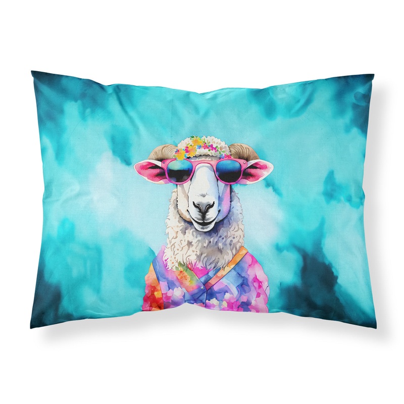 Hippie Animal Sheep Standard Pillowcase  Artistic Decorative Front, White Back