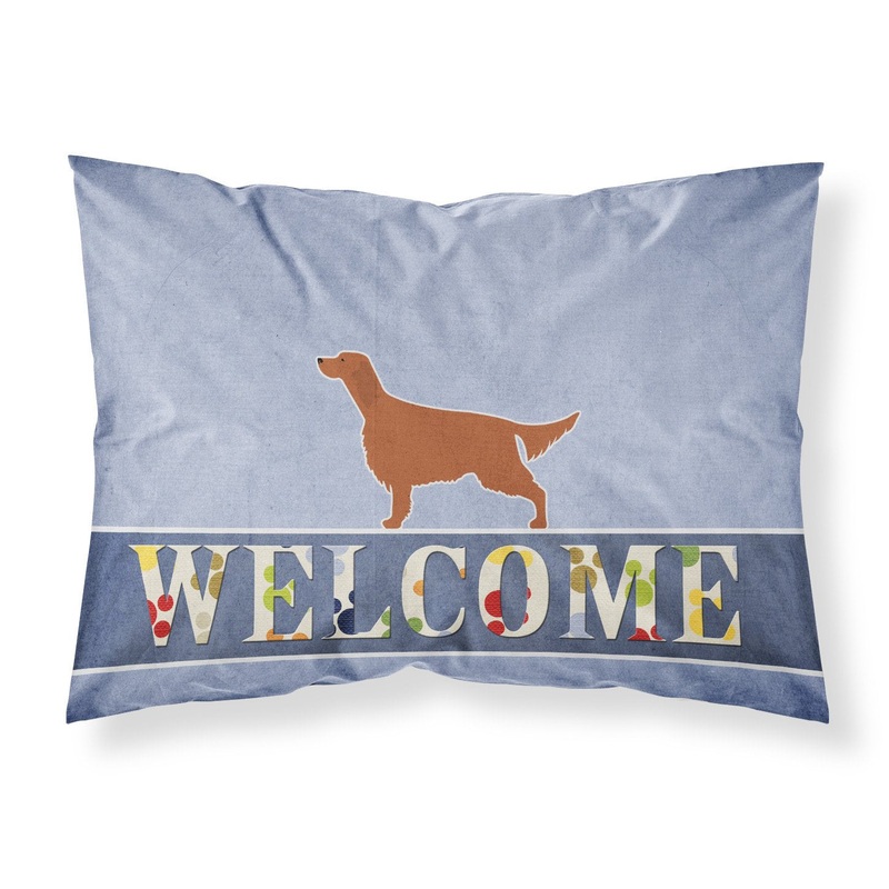 Irish Setter Welcome Fabric Standard Pillowcase  Artistic Decorative Front, White Back BB5497PILLOWCASE