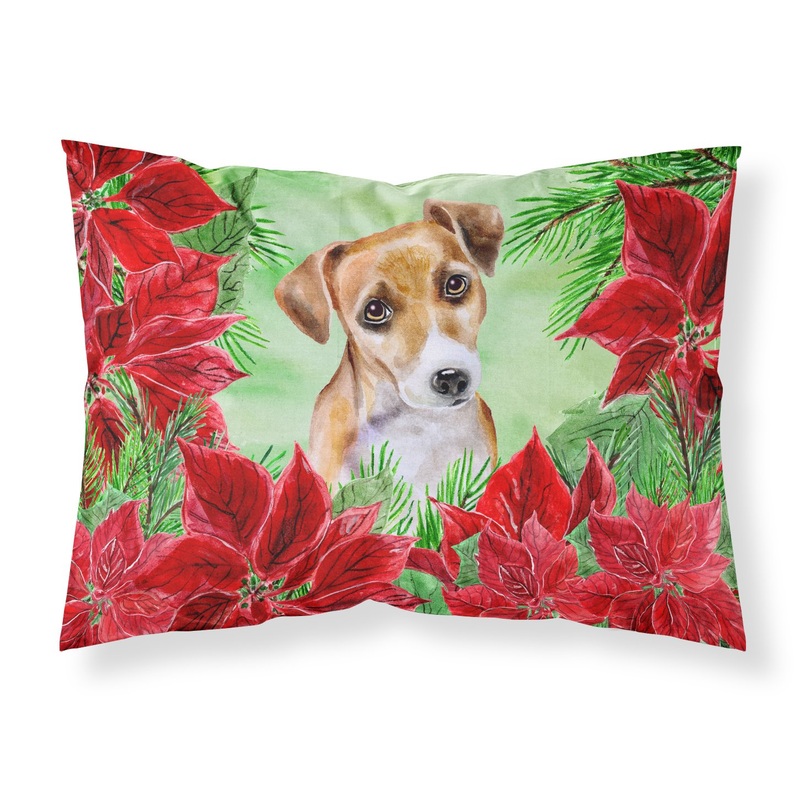 Jack Russell Terrier #2 Poinsettas  Standard Pillowcase  Artistic Decorative Front, White Back CK1360PILLOWCASE